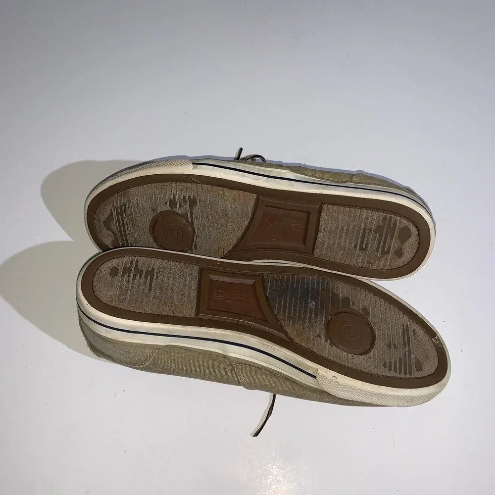 Polo Ralph Lauren Sneakers Mens Size 13 Vaughn Beige Twill Lace Up Casual